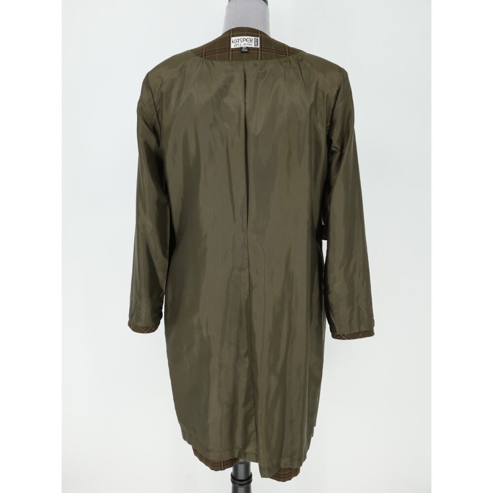 Kasper ASL Jacket Dress Petites 10P Green Plaid Tweed Pockets Lined Career Vtg - Picture 11 of 16